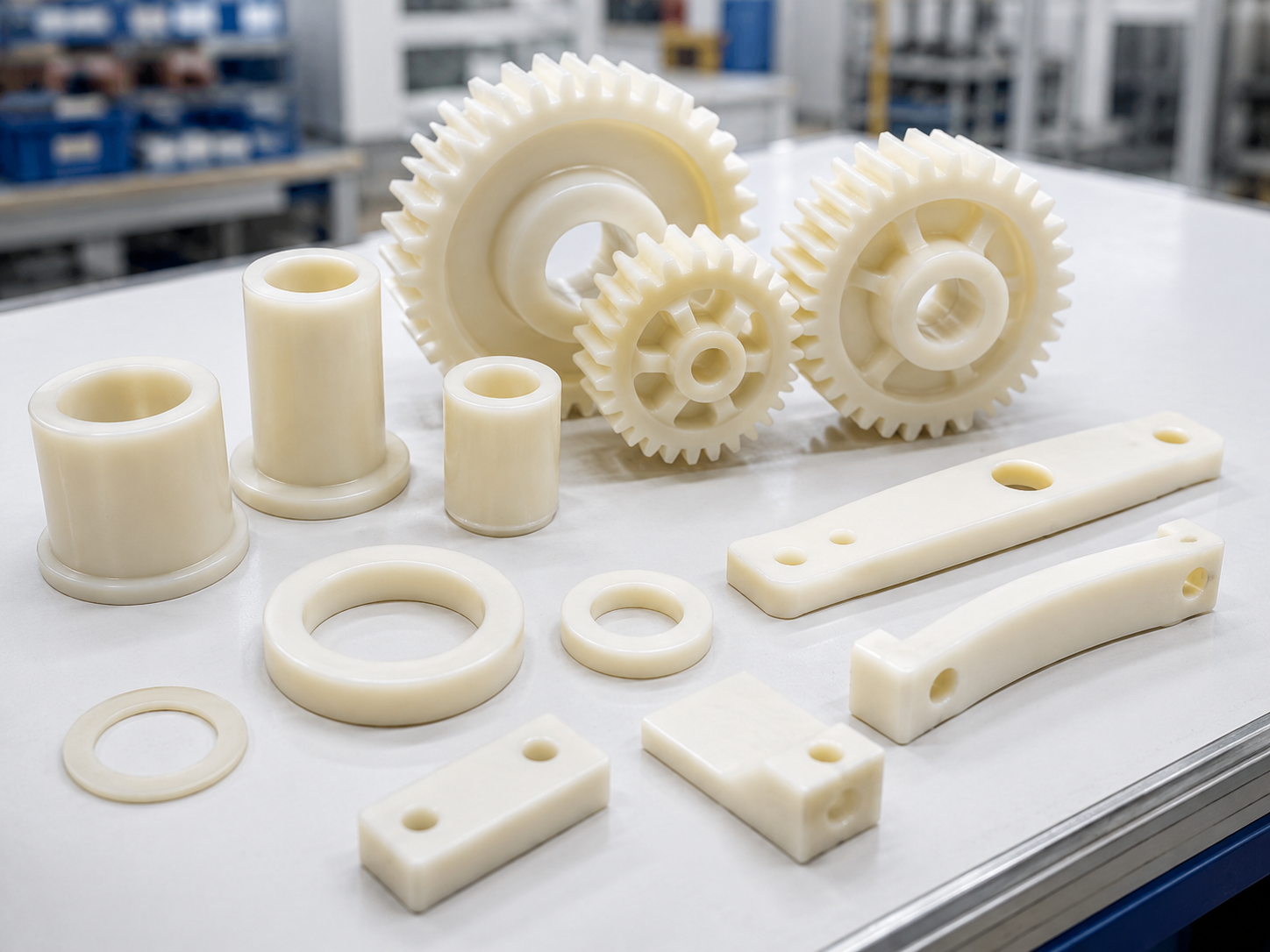 Nylon injection molded gears, bushings, rings and wear-resistant mechanical parts