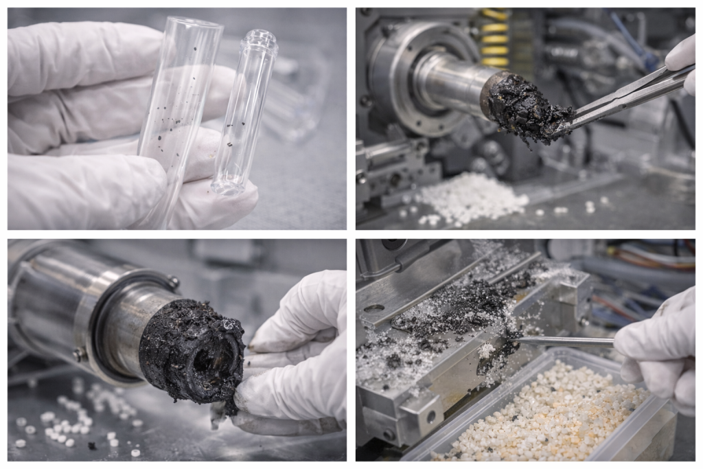 black specks injection molding internal contamination sources