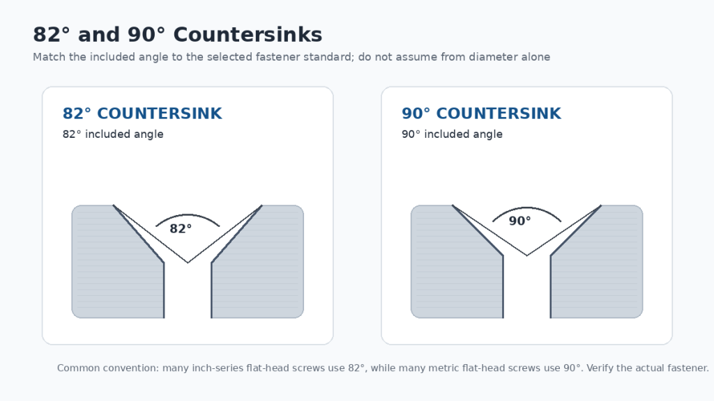 countersink angles 82 90