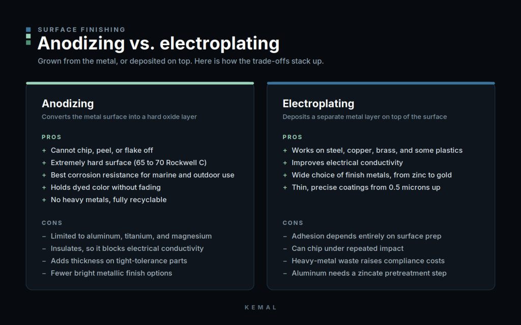 electroplating vs anodizing whats the difference