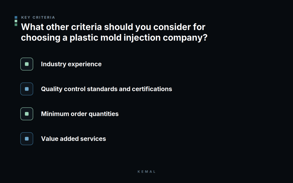 injection molding manufacturer selection