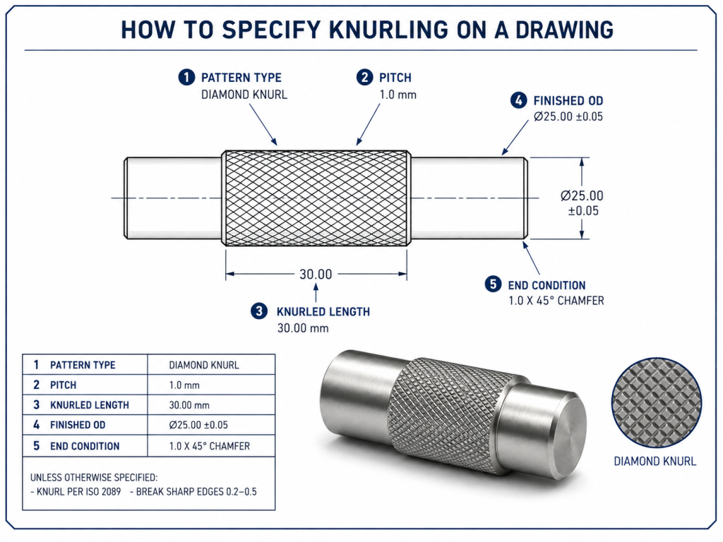 knurling drawing callout example