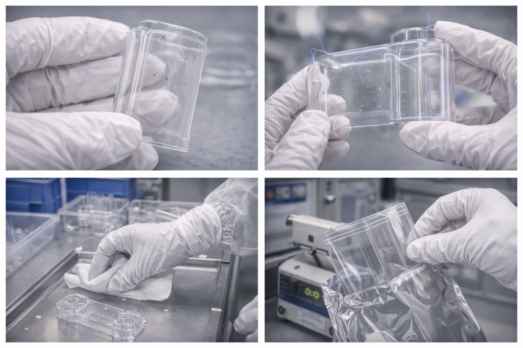 particle impressions cosmetic specks handling and exposure control