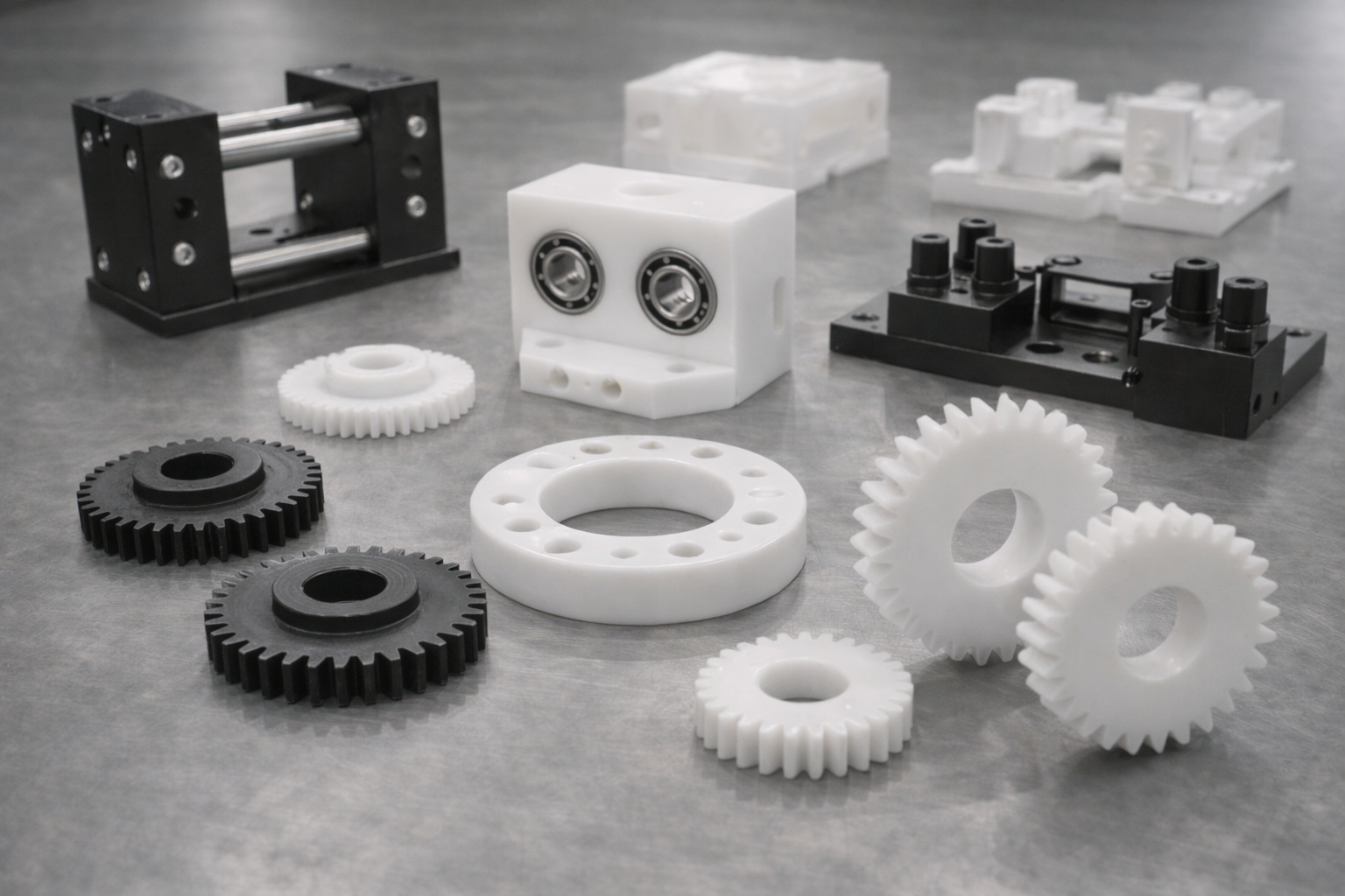 POM acetal CNC machined gears and precision mechanical components
