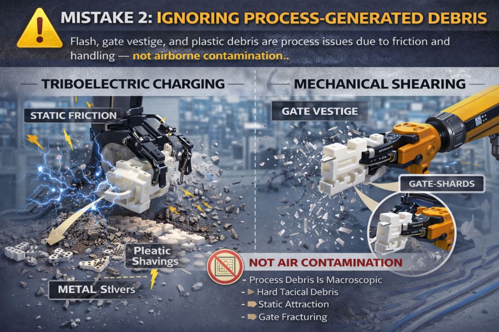 process generated debris static degating